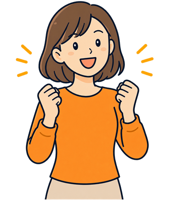 一歩を踏み出す人を応援する女性のイラスト