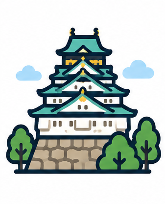 大阪の魅力を象徴する大阪城のイラスト